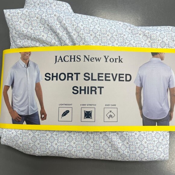 NEW Jachs New York Men's S Short Sleeved Shirt Geometric Pattern Polyester - Picture 3 of 8